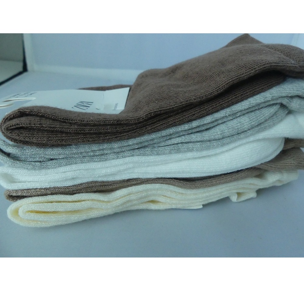 Zara Kids Girls Medium Socks 5 Pack Neutrals US 3-4.5 EUR 34-36 NEW
